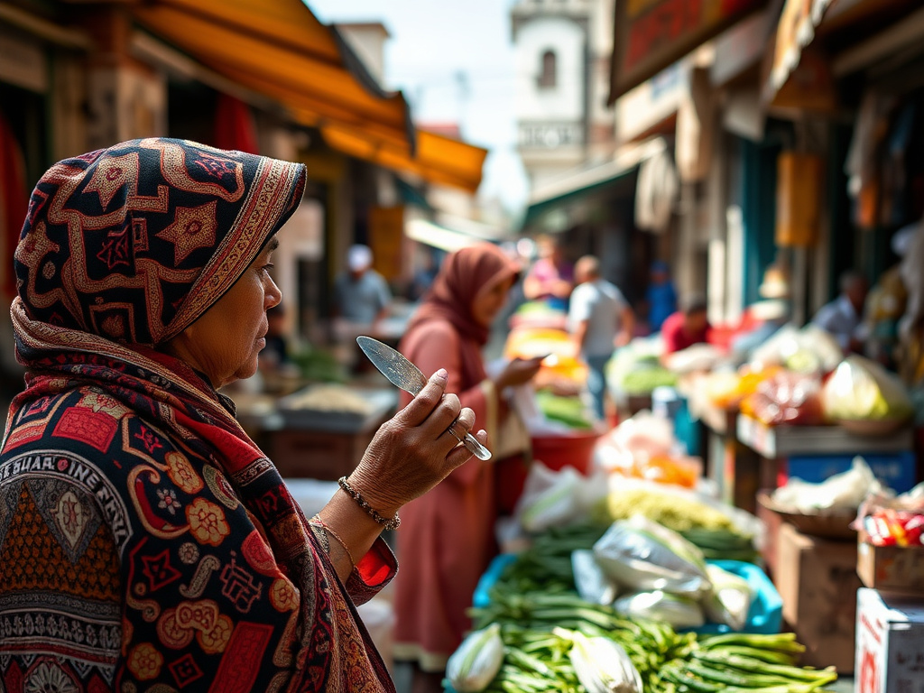 A vibrant food market in Morocco