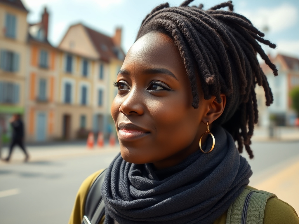 A diverse traveler speaking with a local in France