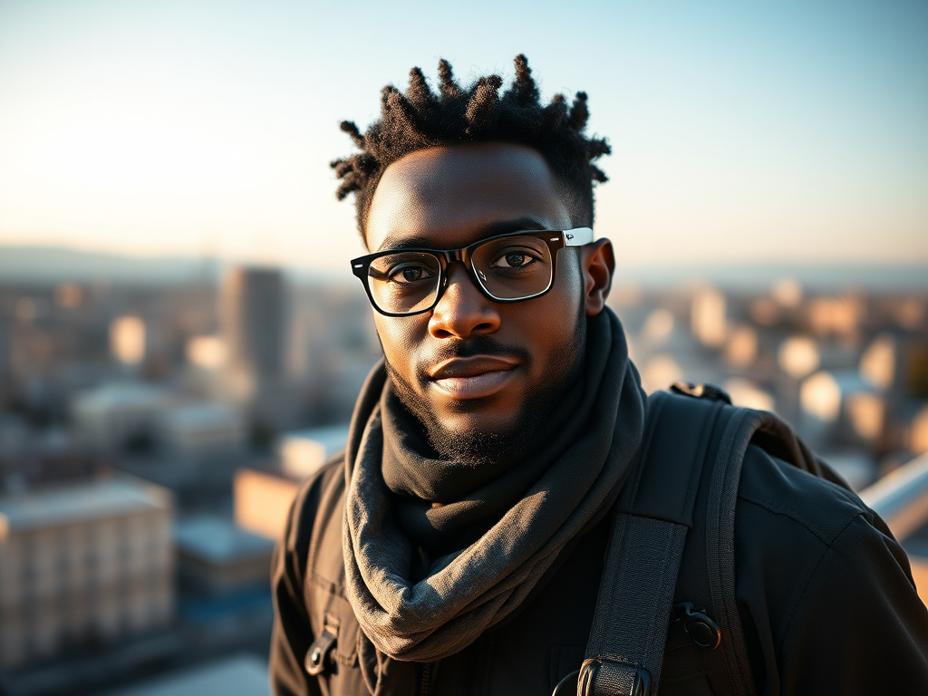 A traveler of color using AI language practice to improve their speaking skills