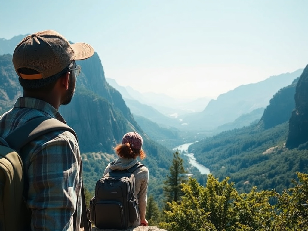 A solo traveler looking out at a breathtaking view