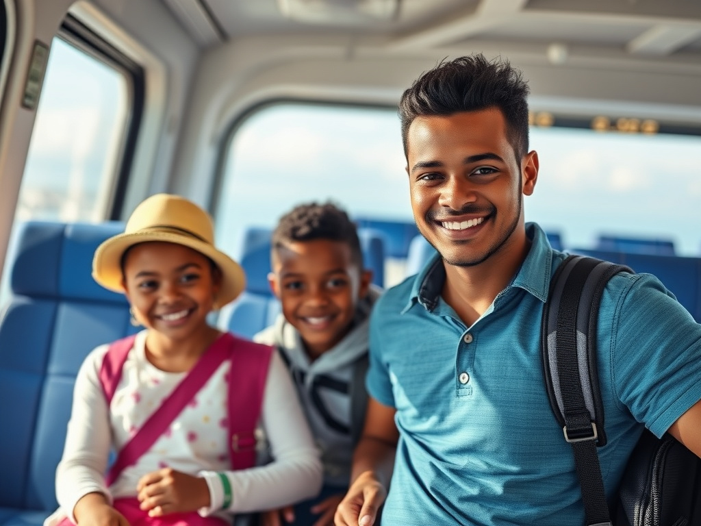 LGBTQ+ family of color on a happy vacation