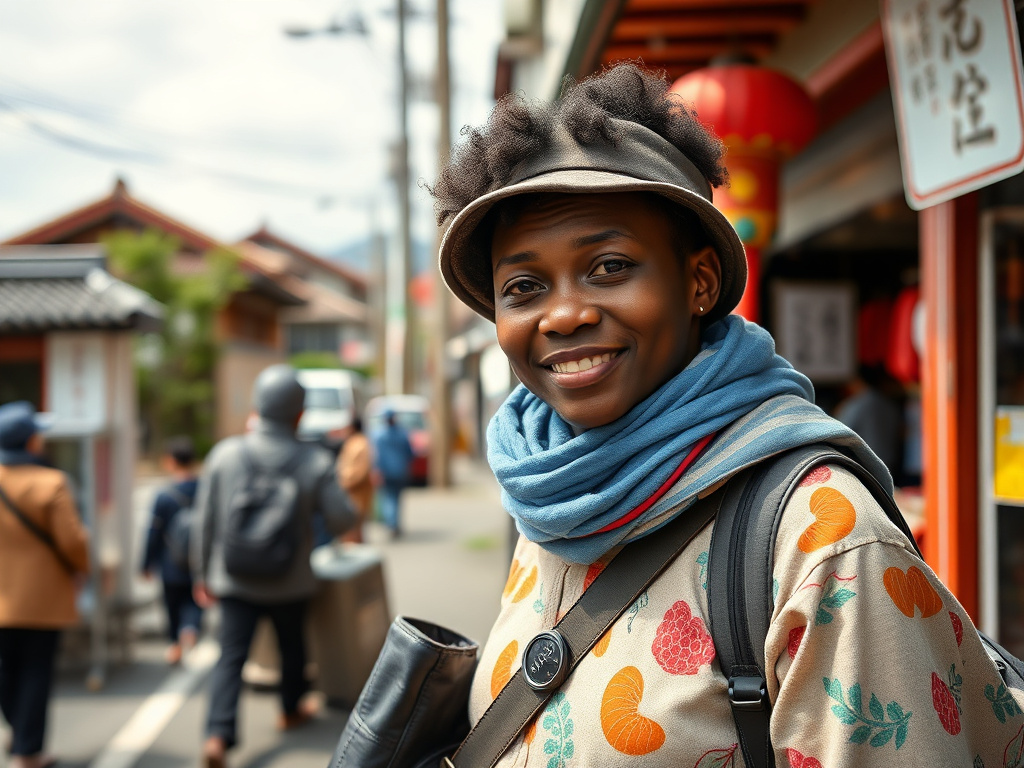 A traveler of color practicing calligraphy