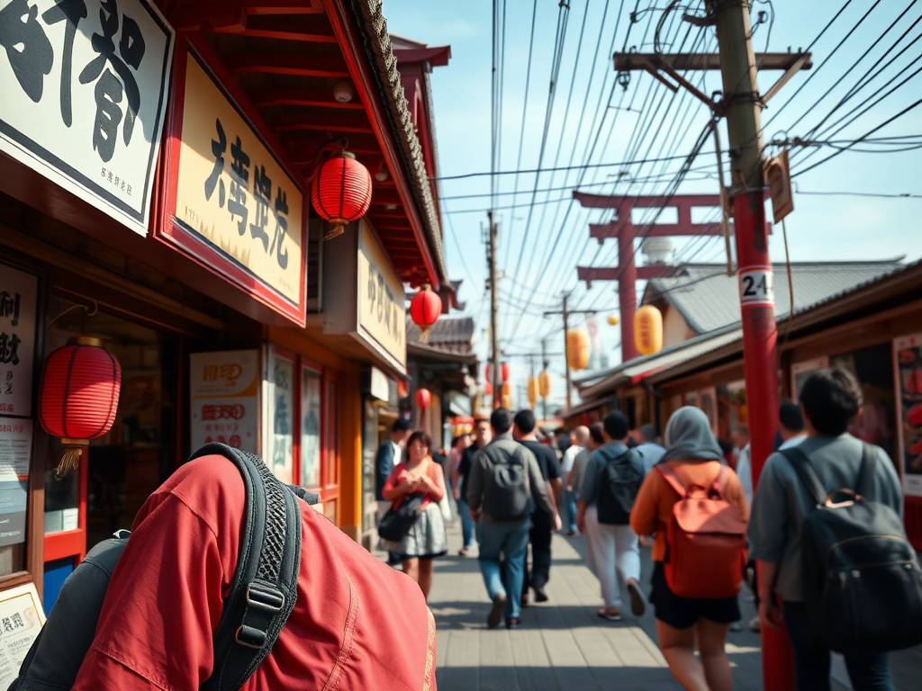 A group of travelers of color exploring a temple