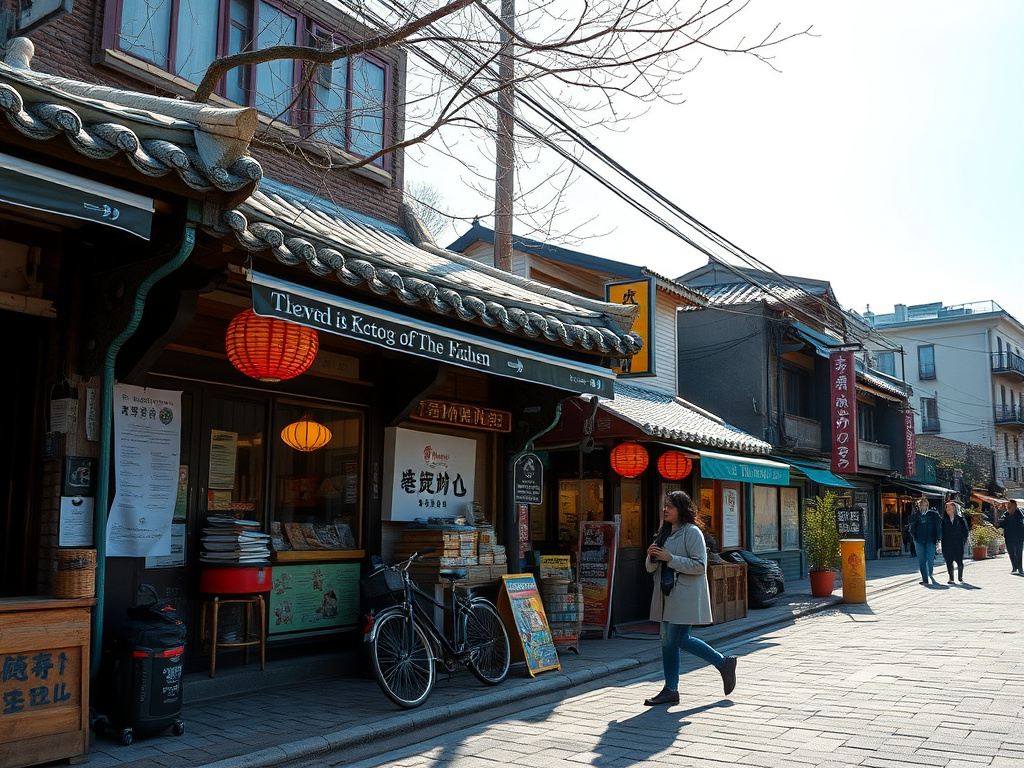 Group of travelers of color exploring the vibrant streets of Busan
