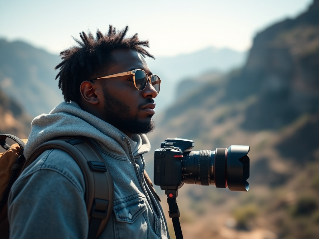 A travel photographer of color packing their carry-on luggage