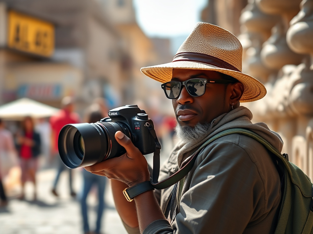 A traveler of color holding a sketchbook and pencils