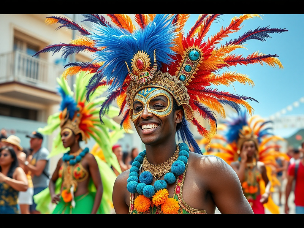 Afro-Brazilian drummers performing during Carnaval in Rio