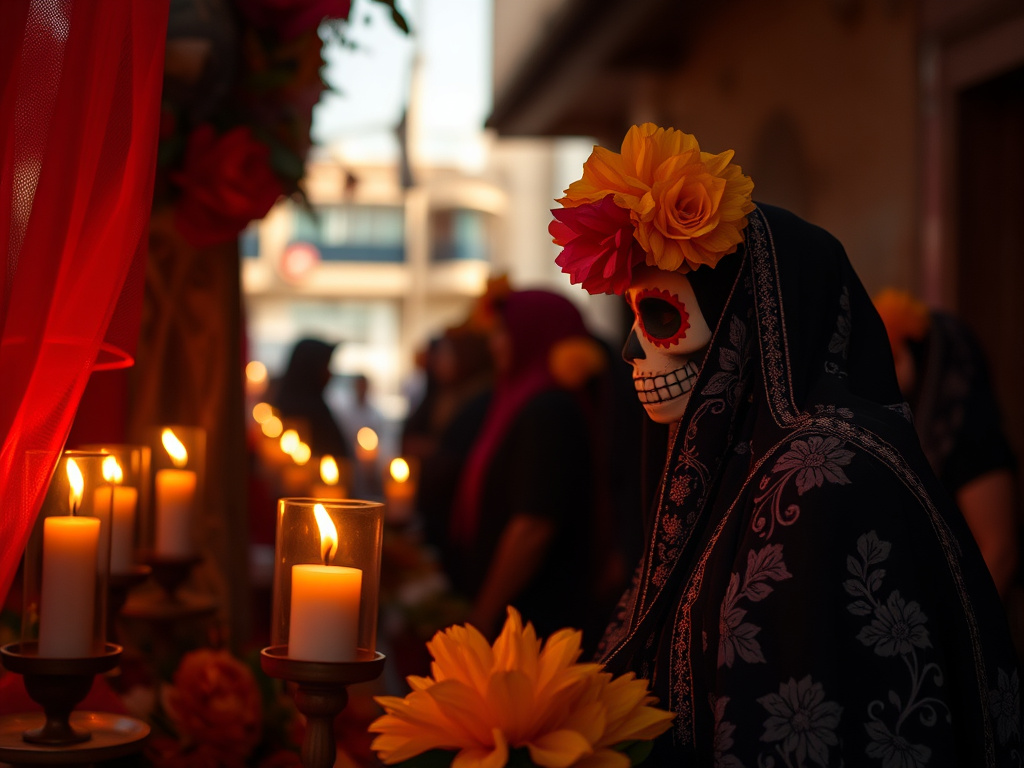 A Brown traveler participating in a cemetery ritual in Oaxaca