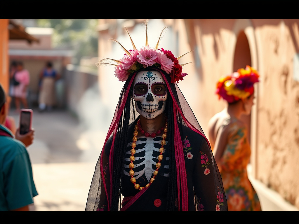 A group of minority travelers celebrating Día de los Muertos in Oaxaca