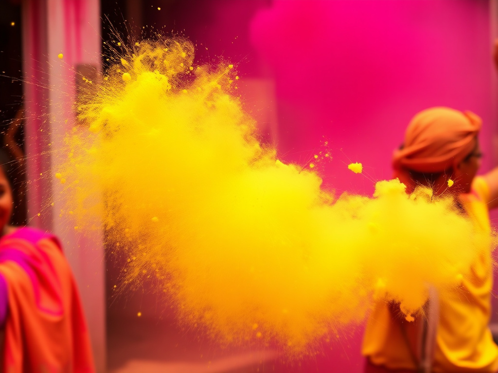 Black traveler celebrating Holi in Mathura