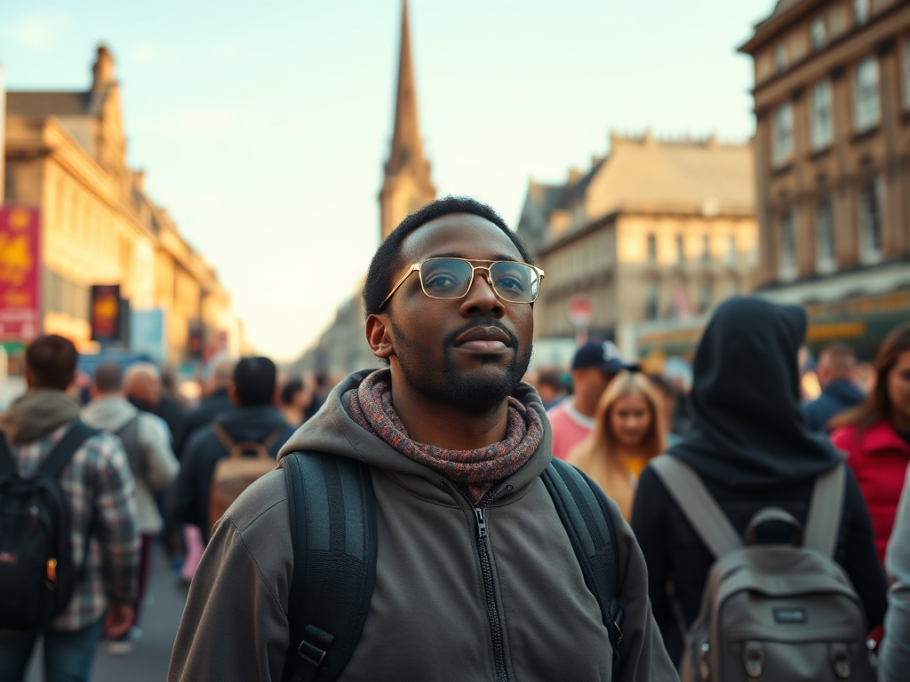 A solo Black traveler enjoying a Fringe show