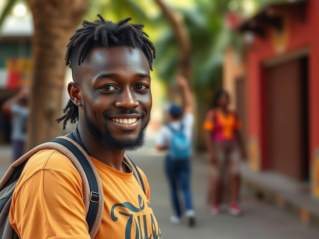 A traveler of color trying local cuisine