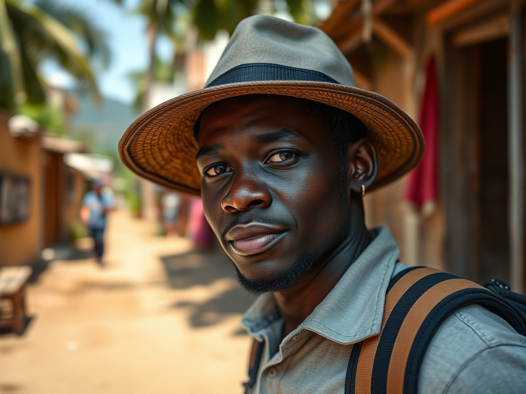 A traveler of color speaking with locals in Spanish