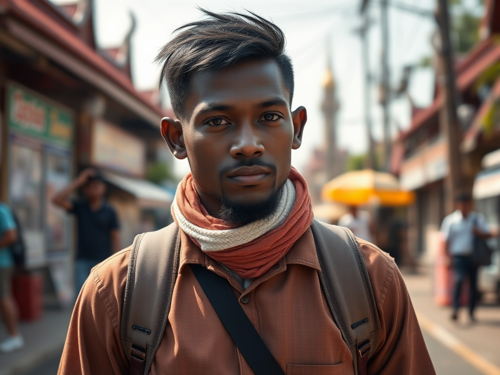 A traveler enjoying local street food in Bangkok