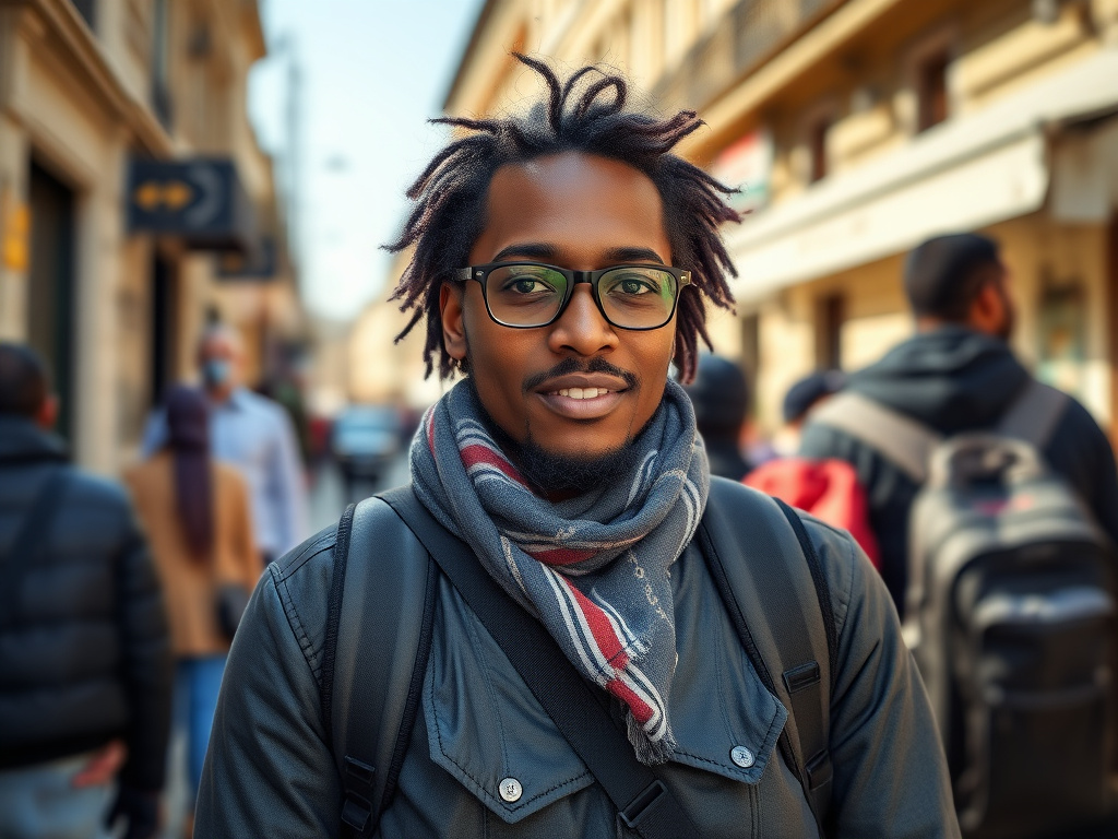 Minority traveler connecting with local community