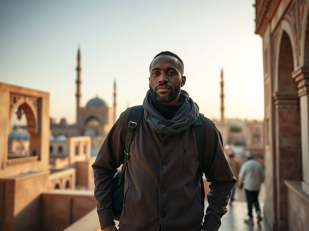 A traveler of color practicing Arabic with a local