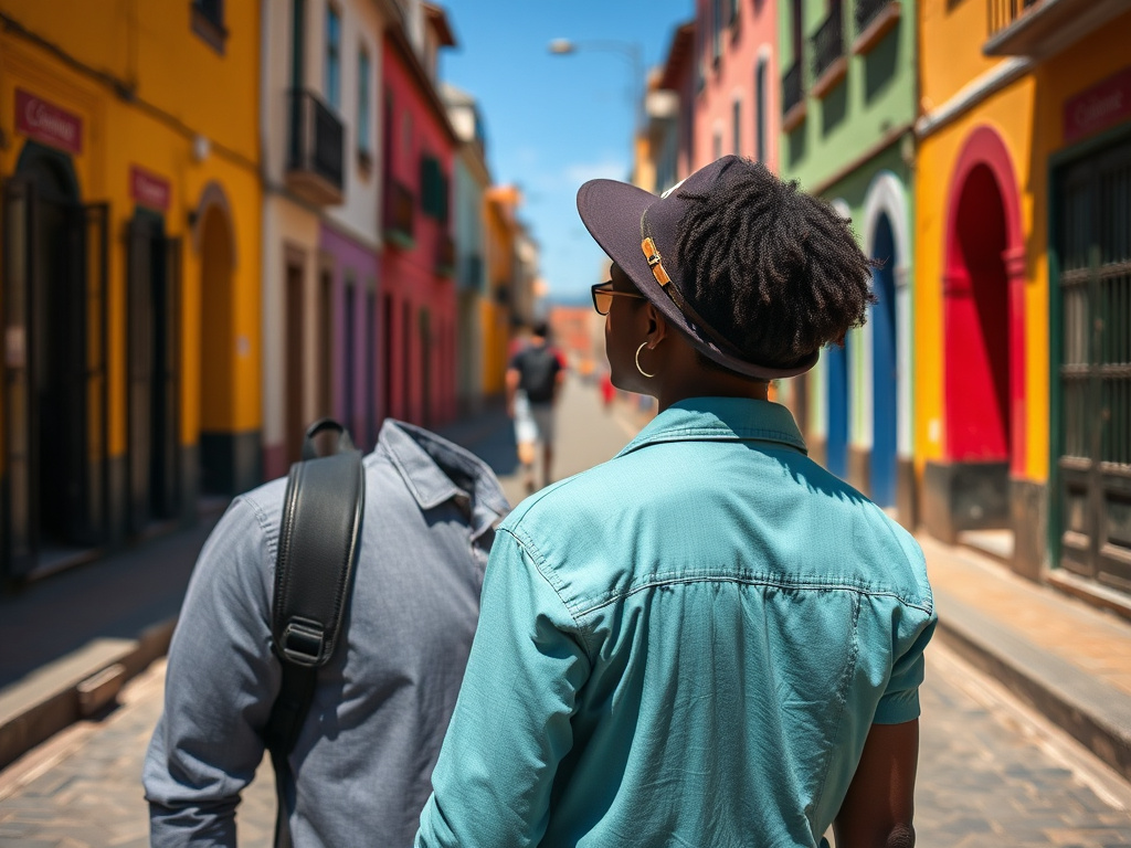A traveler of color attending a cultural festival in Spain