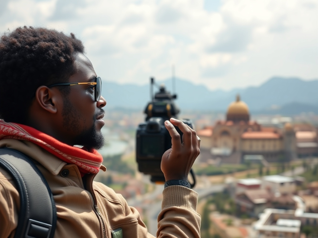 A traveler of color exploring a new city