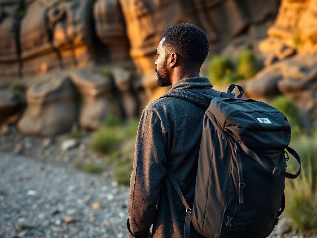 Traveler of color with Osprey Farpoint 40 backpack