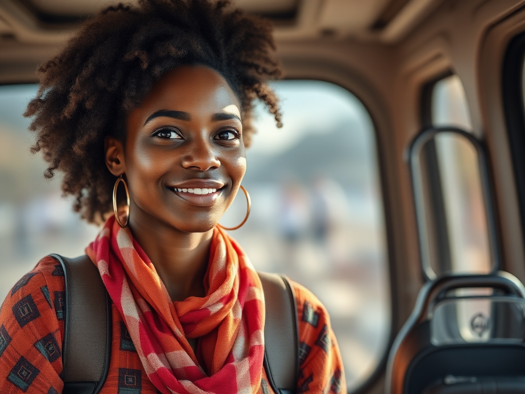 Black woman traveling with natural hair