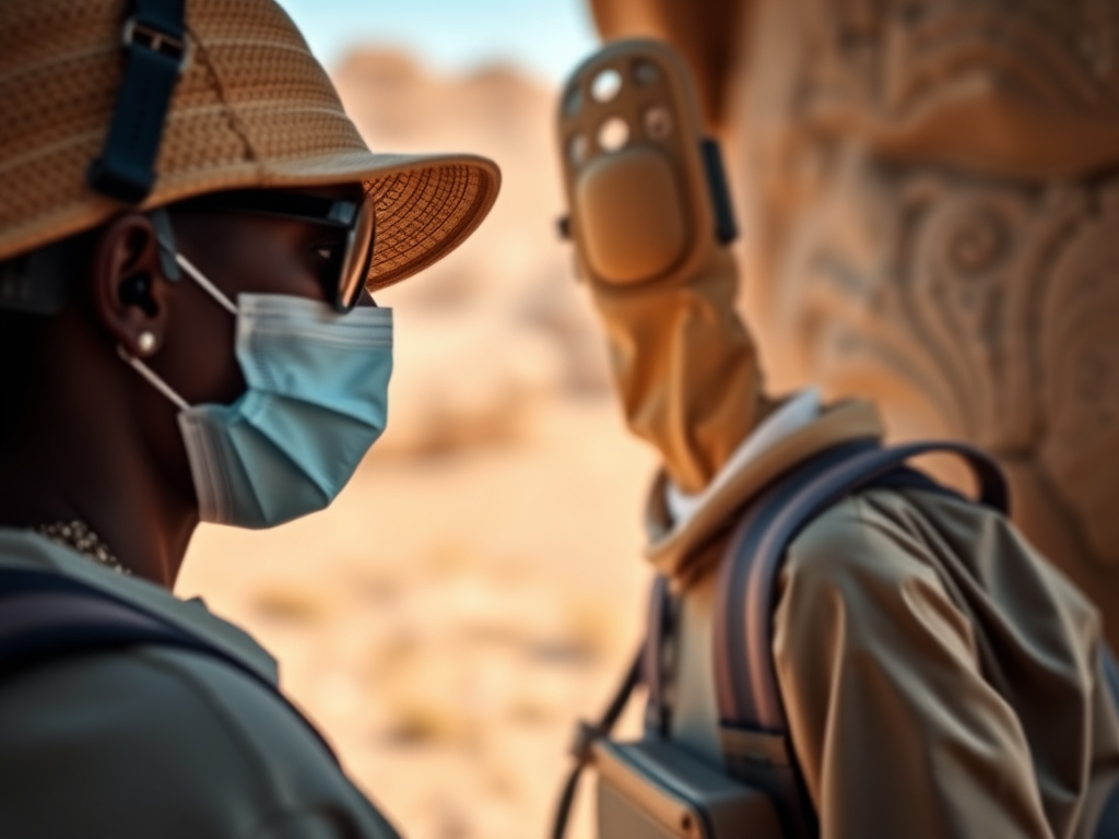 Diverse traveler packing a first aid kit