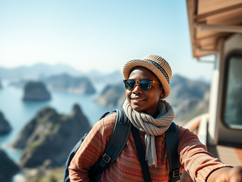 Diverse traveler managing chronic condition abroad