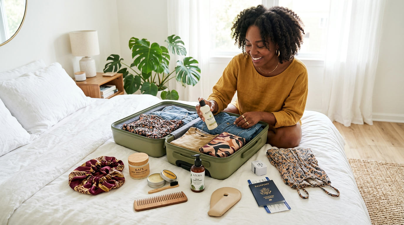 Travel skincare products beauty routine