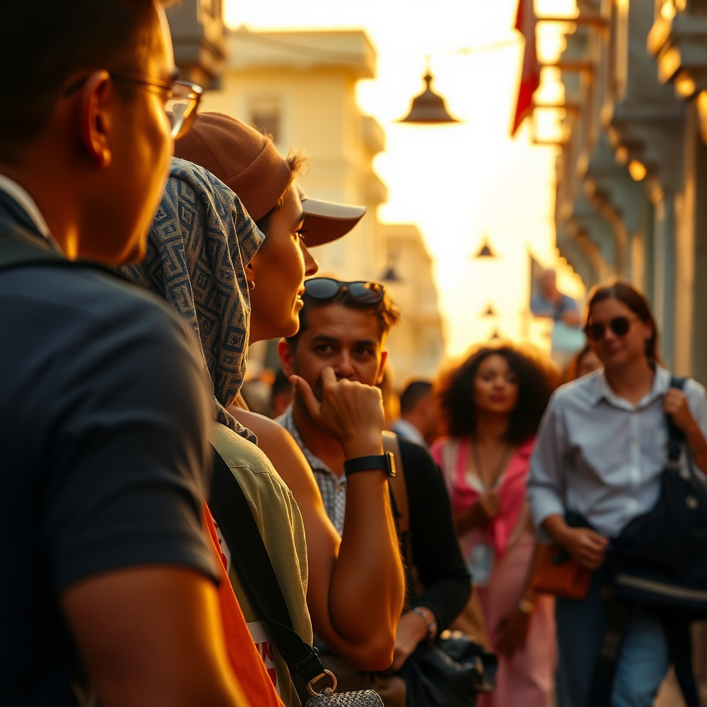 Photorealistic travel scene — Luxor, Egypt — diverse travelers