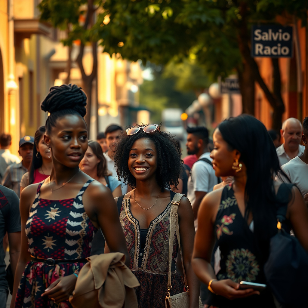 Photorealistic travel scene — Salvador, Brazil — diverse travelers