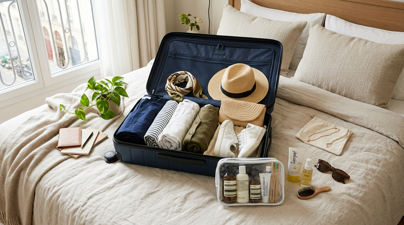 Modest fashion travel wardrobe packing